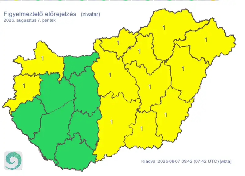 Érkezik a brutális zivatarhullám: 90 km/órás szél és jégeső csaphat le ezekben a vármegyékben