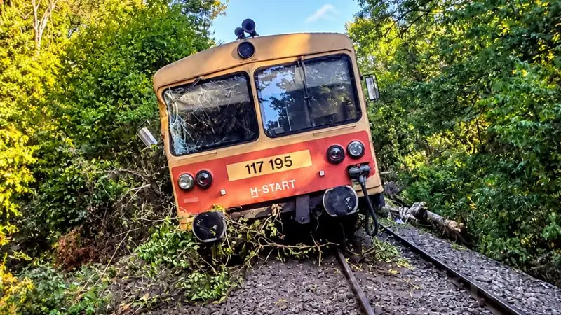 Most érkezett: Fának ütközött és kisiklott egy MÁV motorvonat