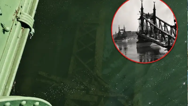 Az alacsony vízállás miatt láthatóvá váltak a Ferenc József híd maradványai