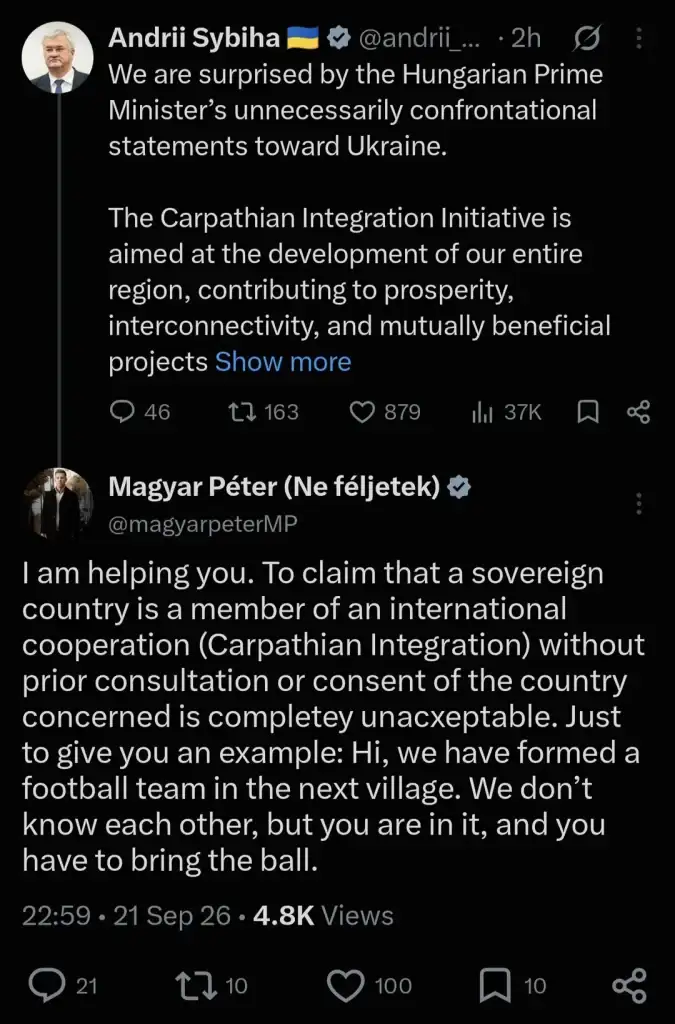 Magyar Péter este 11-kor küldött kemény üzenetet az ukrán külügyminiszternek