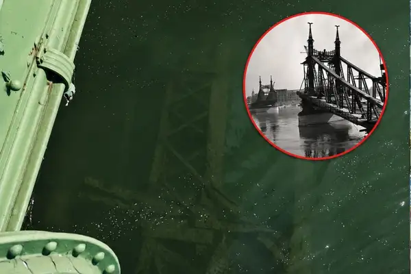 Az alacsony vízállás miatt láthatóvá váltak a Ferenc József híd maradványai