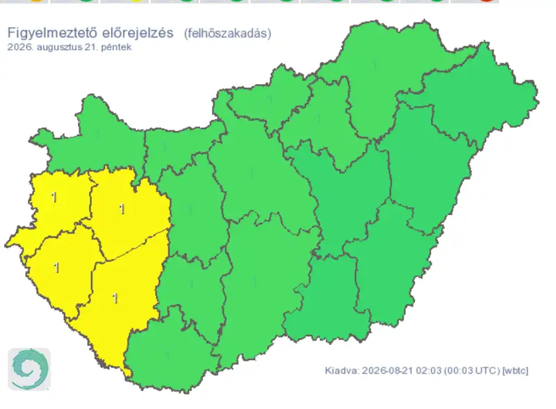 5 megye kivételével az egész országban kemény zuhé várható! Villámárvíz alakulhat ki.