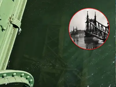Az alacsony vízállás miatt láthatóvá váltak a Ferenc József híd maradványai