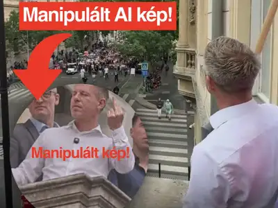 Hamis képpel próbálják lejáratni Magyar Pétert, AI-generált a kép amin „bemutat” a tömegnek